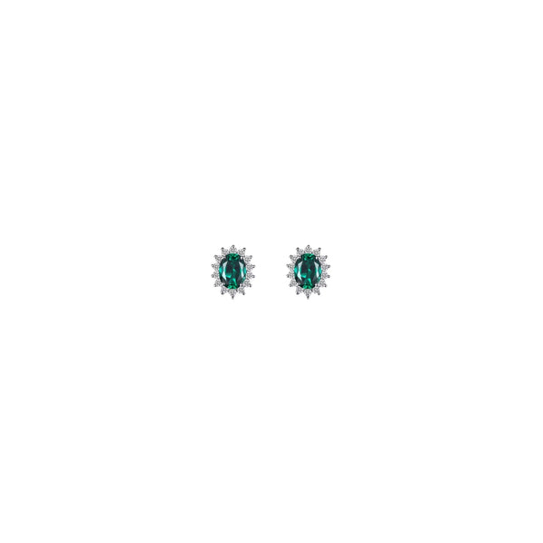 Versailles Halo Stus Earrings Emerald