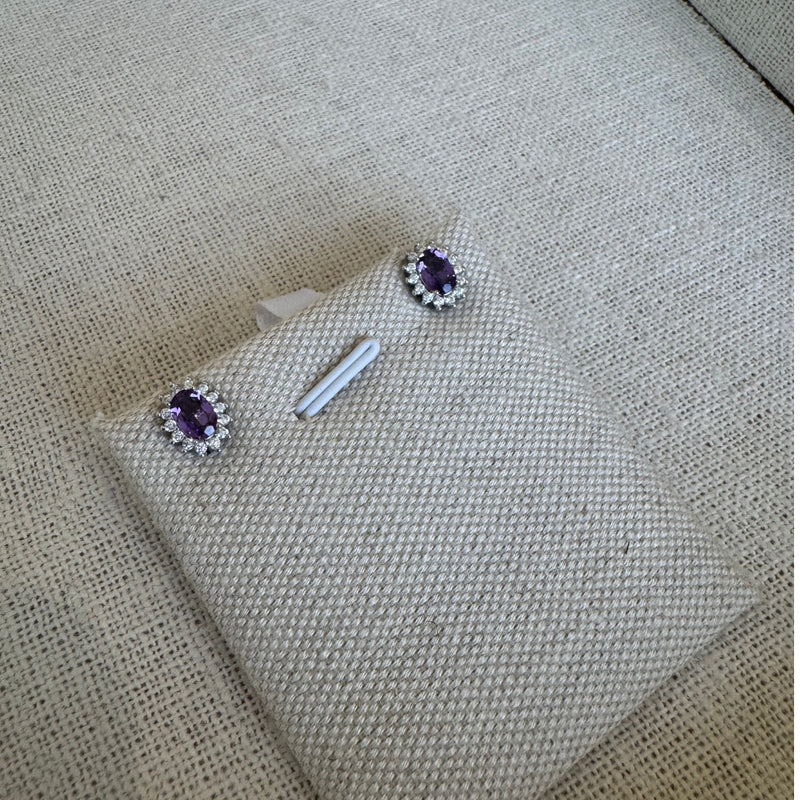 Versailles Halo Stud Earrings Amethyst