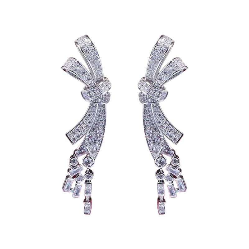 Ribbon Crystal Drop Earrings