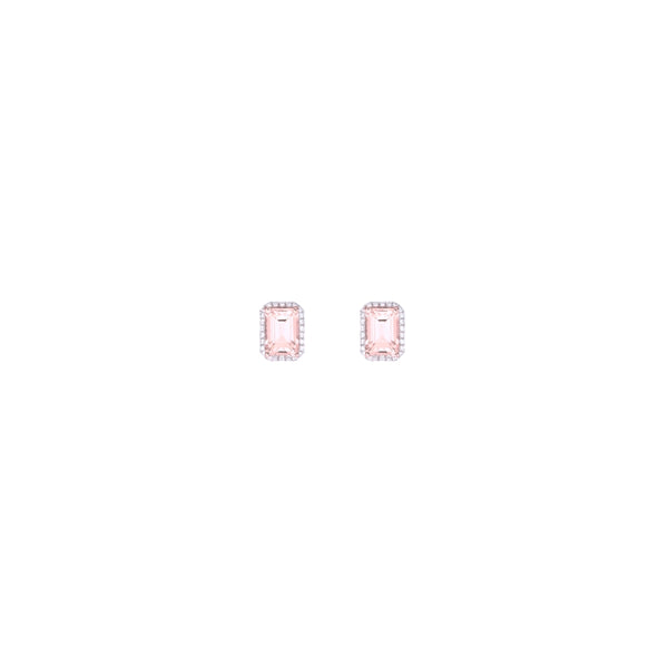 Powder Pink Emerald Cut Studs