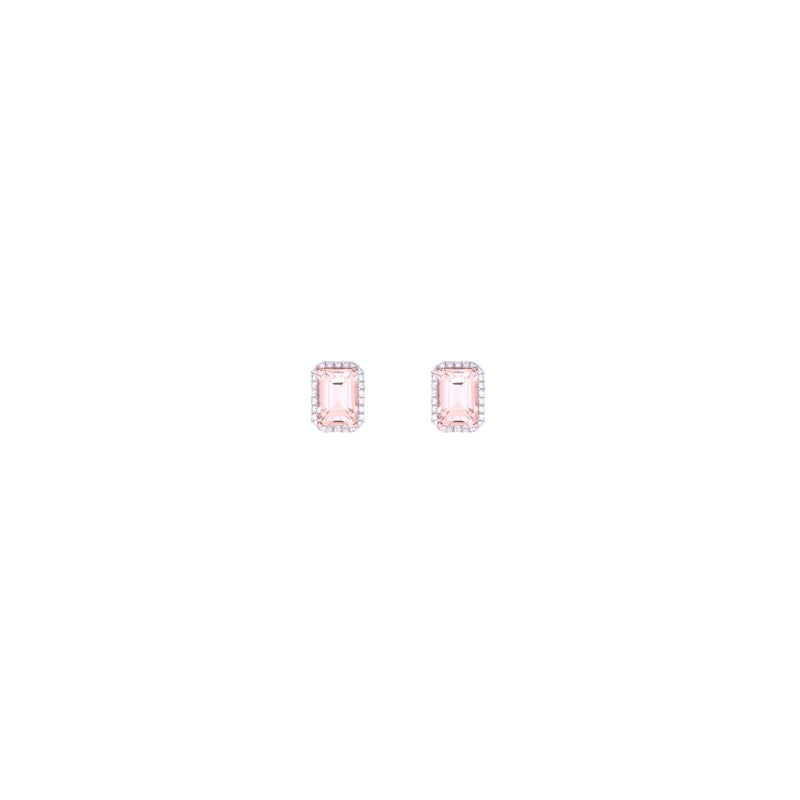 Powder Pink Emerald Cut Studs