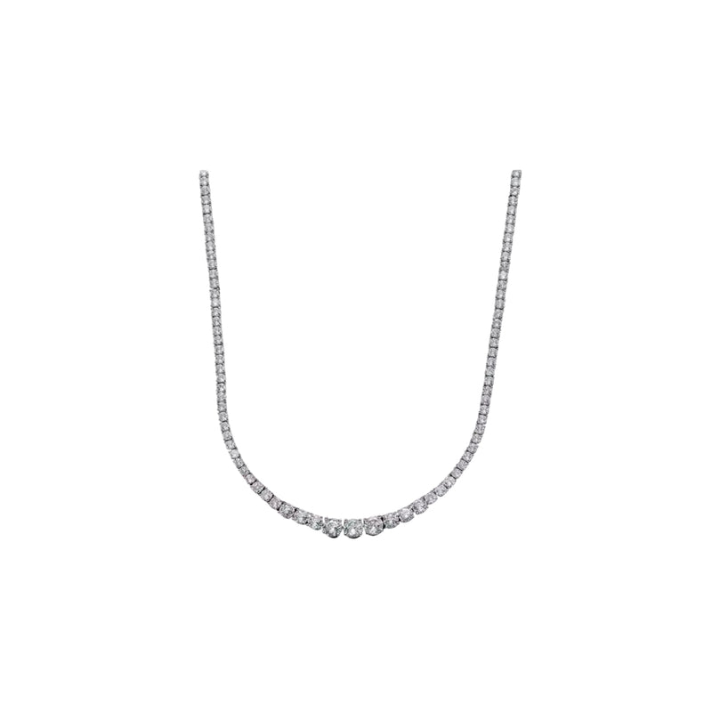 Graduated 2.5mm- 4mm Tennis Necklace Silver