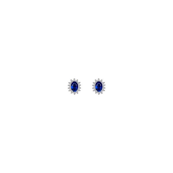 Versailles Halo Stud Earrings Sapphire