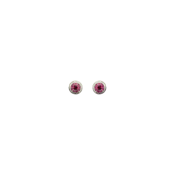 Ruby Cluster Pave Earrings