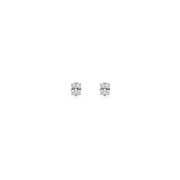 Oval Gem Studs Silver