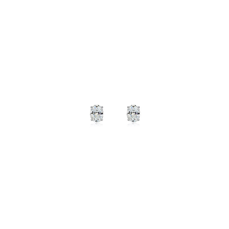 Oval Gem Studs Silver
