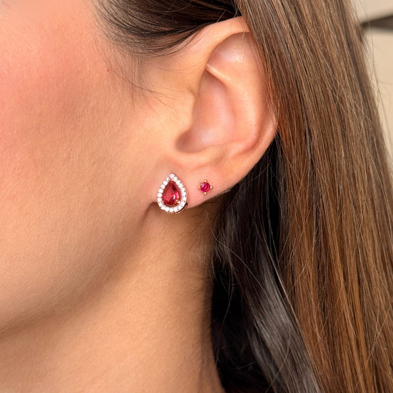 Rose Gold Tear Gem Studs