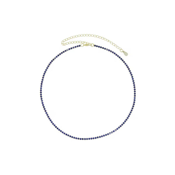 Thin Stainless Tennis Necklace Blue
