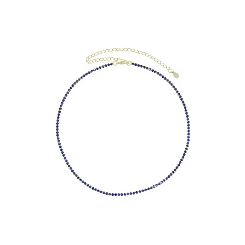 Thin Stainless Tennis Necklace Blue