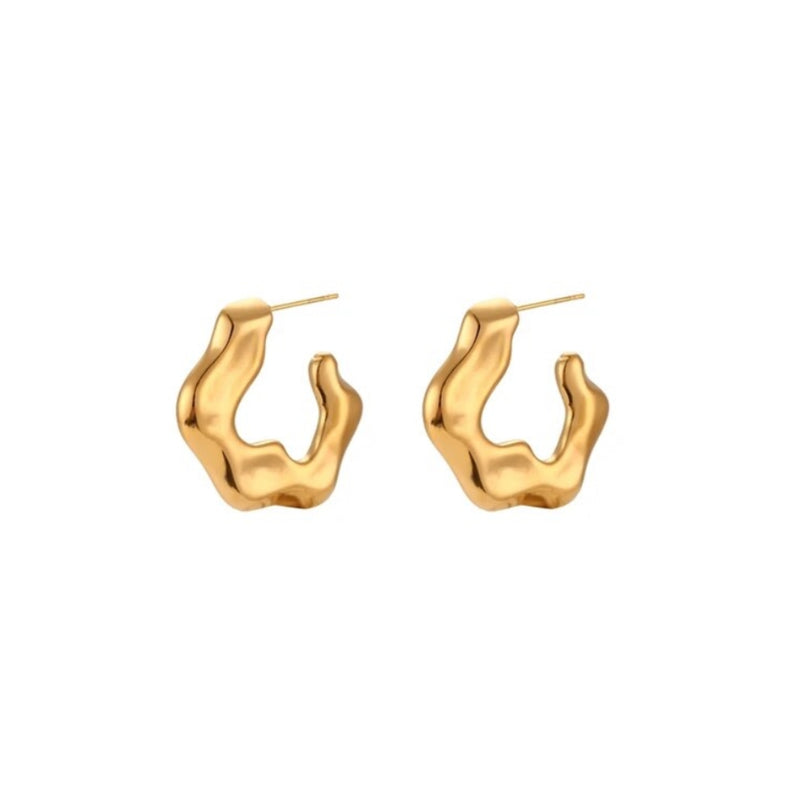 Wavy Organic Gold Hoops