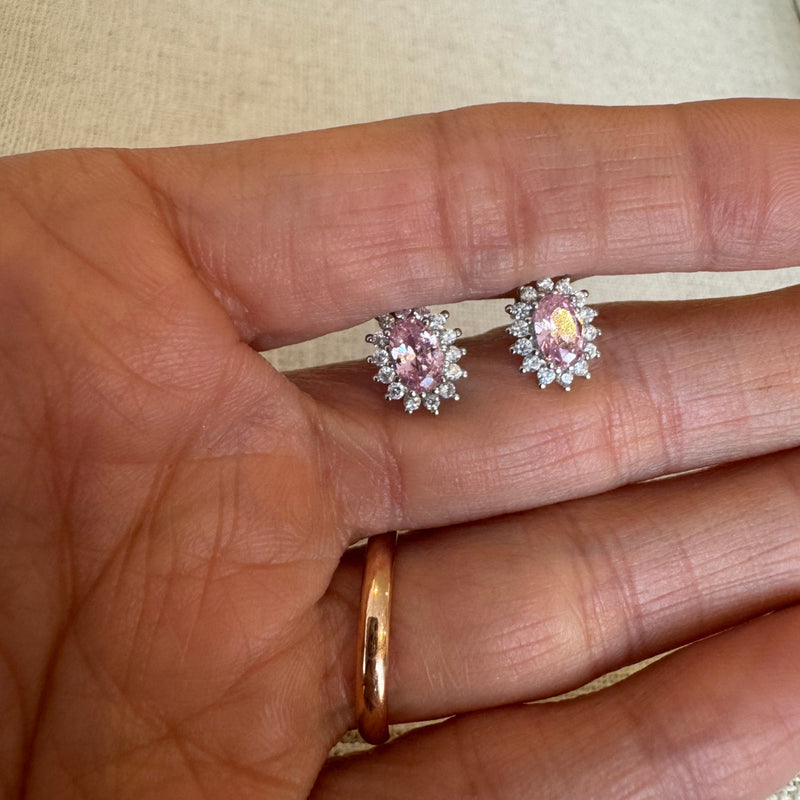 Versailles Halo Stud Earrings Pink