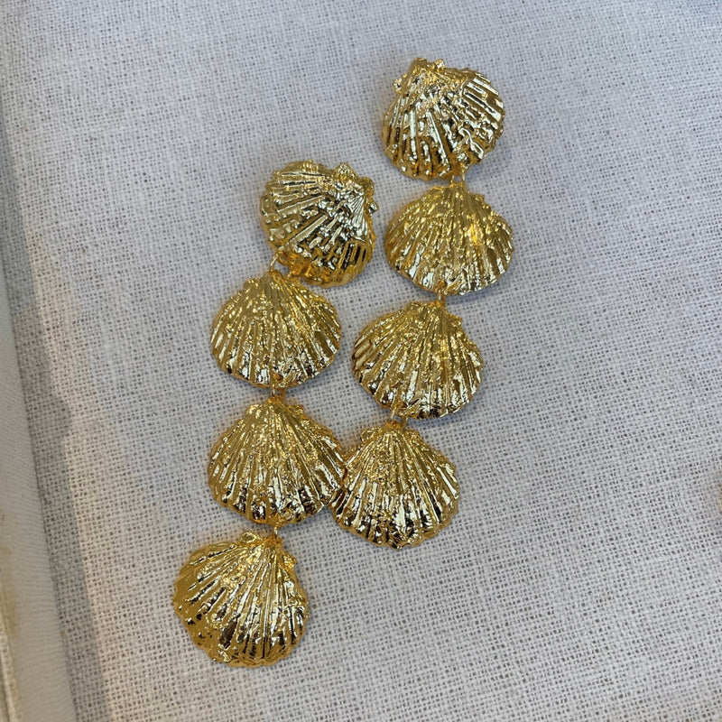 Seashell Gold Drop Earrings