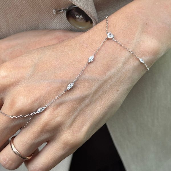 Heart Baguette Hand Chain