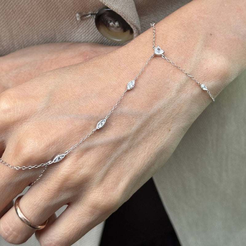 Heart Baguette Hand Chain