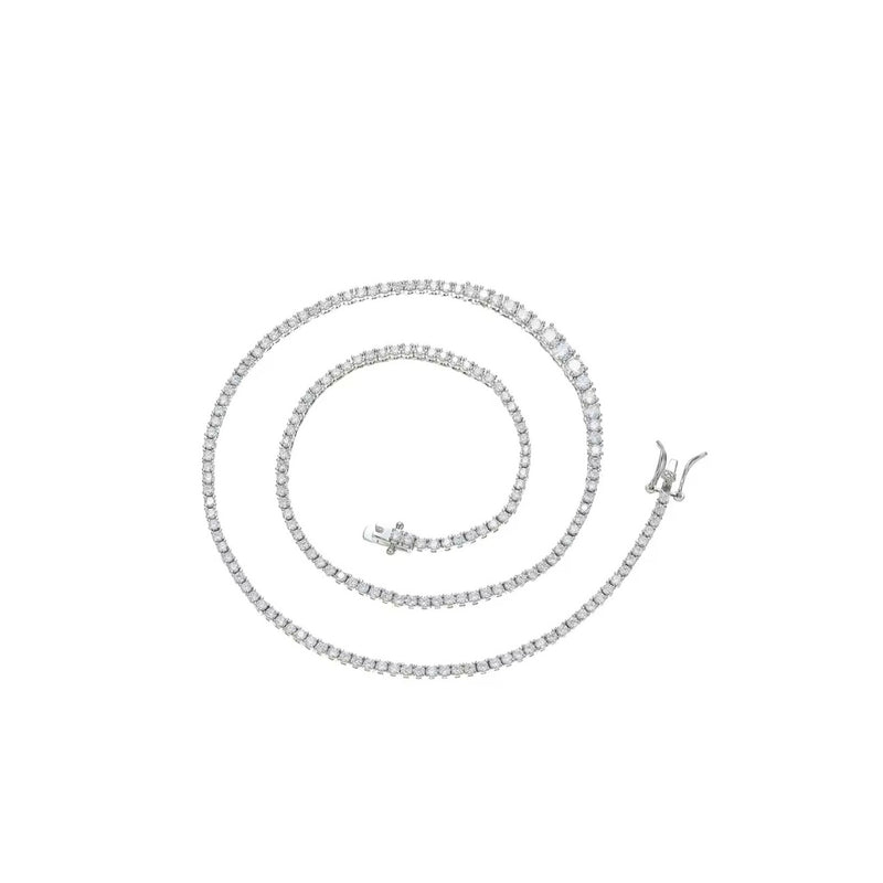 Graduated 2.5mm- 4mm Tennis Necklace Silver