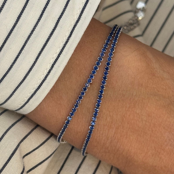 Whisper Thin Tennis Bracelet Blue w/Silver
