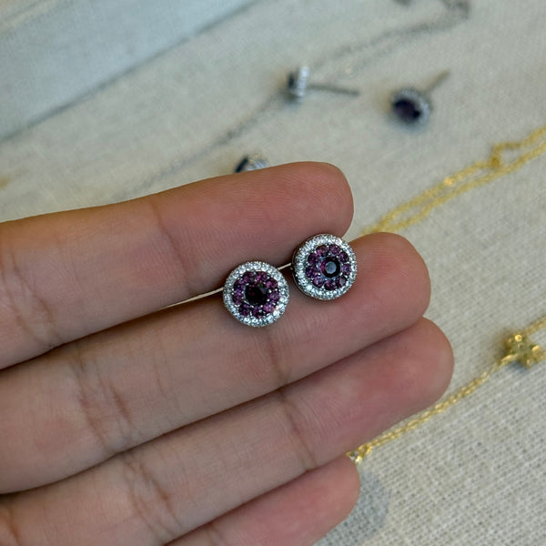 Ruby Cluster Pave Earrings