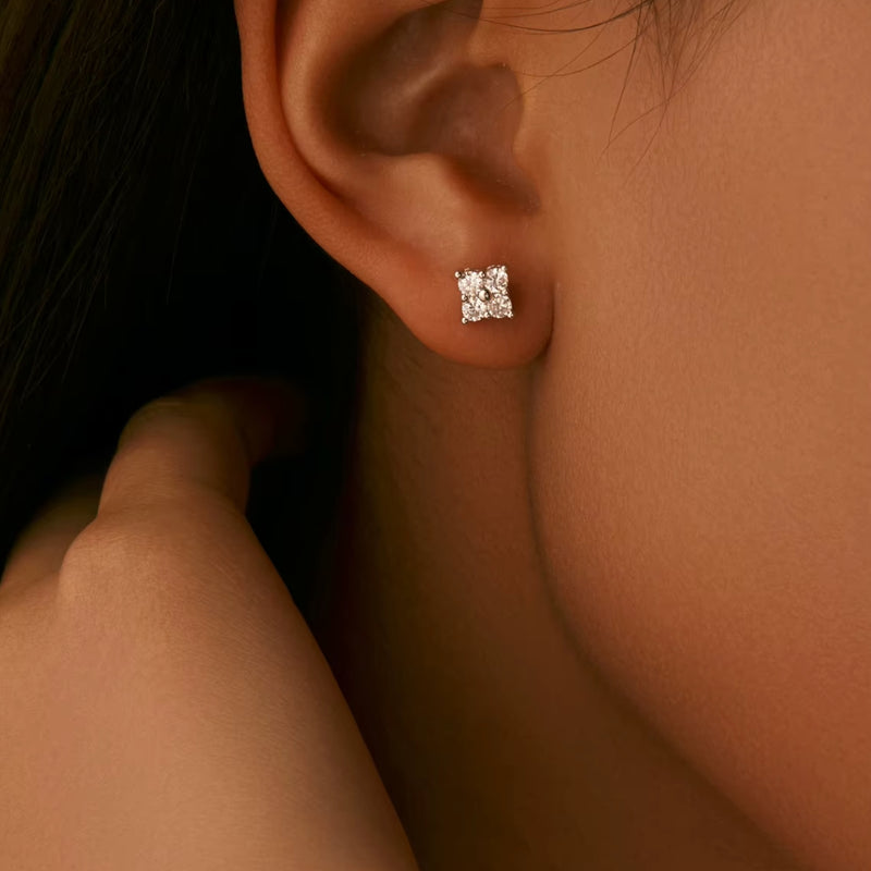 Moissanite Quatrefoil Studs Earrings