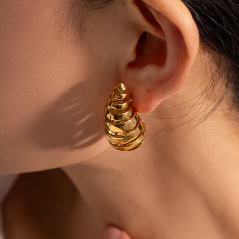 Gold Drop Stud Earrings