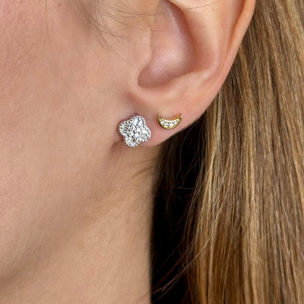 Moissanite Clover Pave Studs