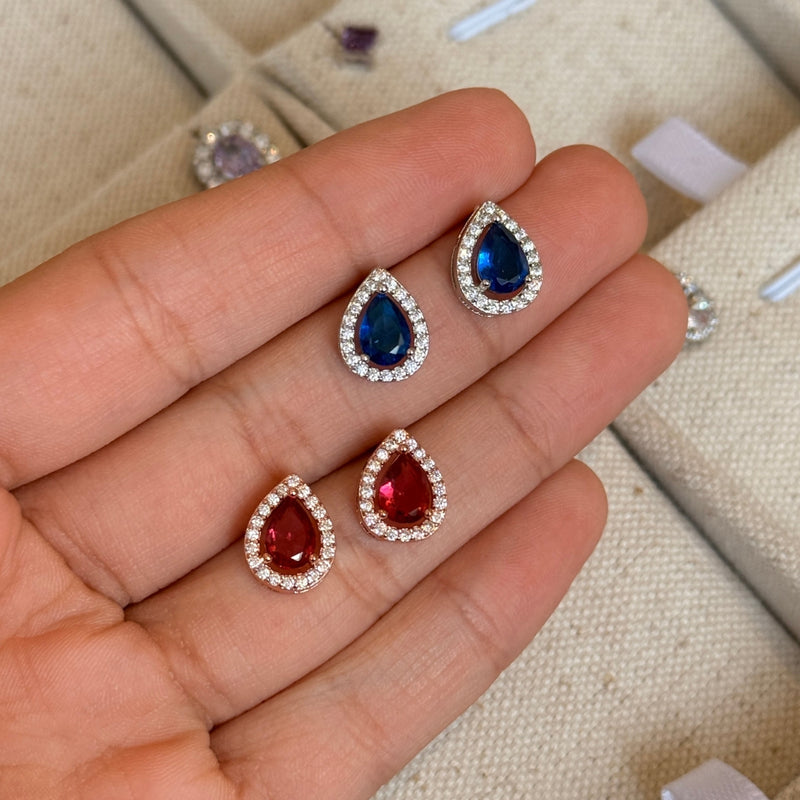 Rose Gold Tear Gem Studs