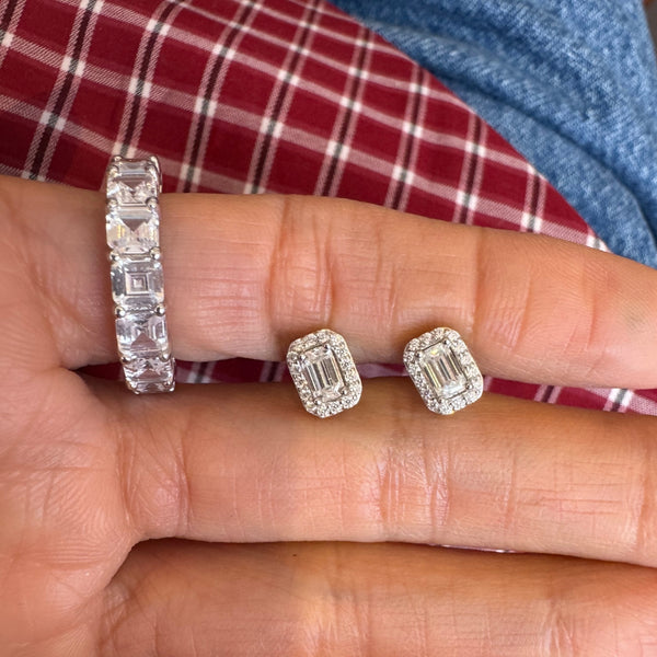 Moissanite Emerald Cut Studs