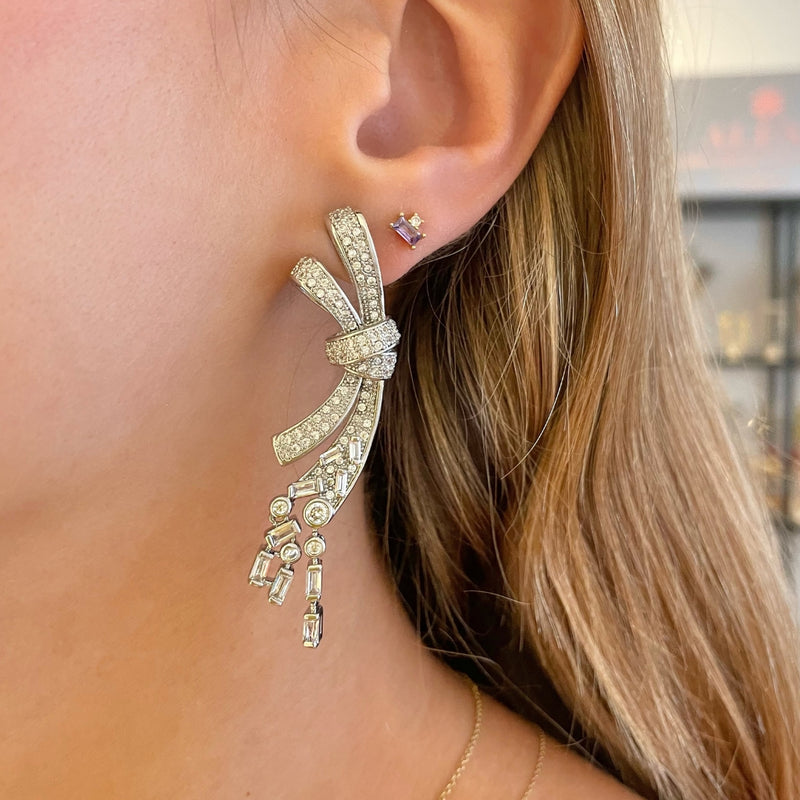 Ribbon Crystal Drop Earrings