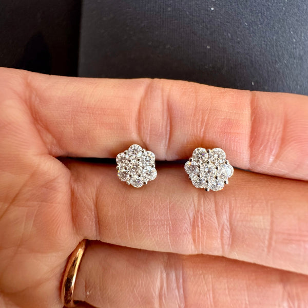 Moissanite Floral Cluster Studs