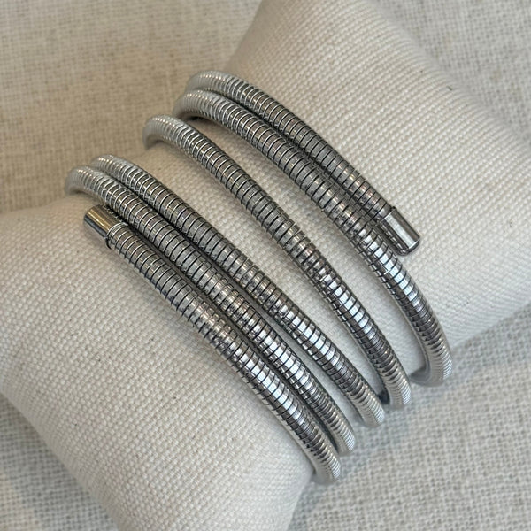 Serpent Spiral Wrap Bracelet Silver