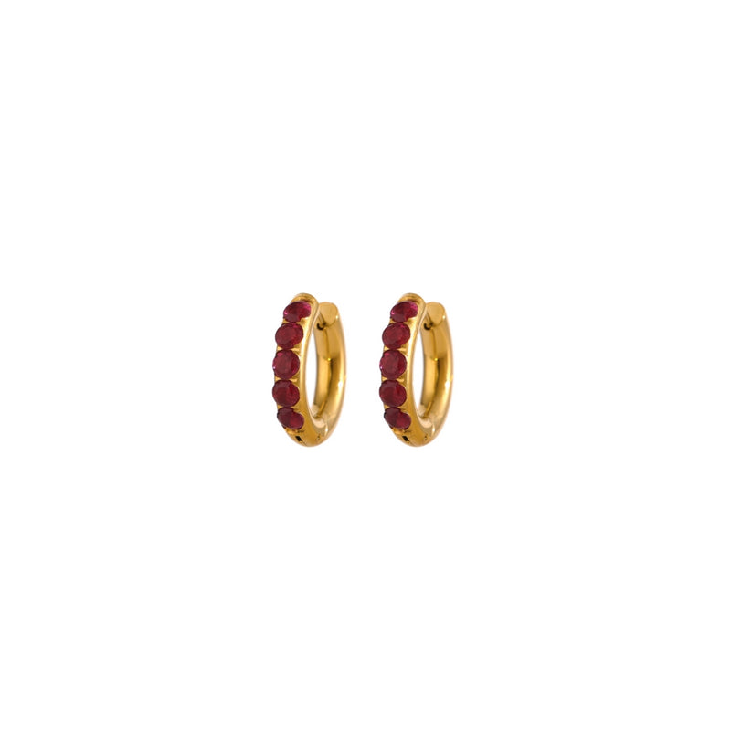 Medium Pink Pave Gold Hoops