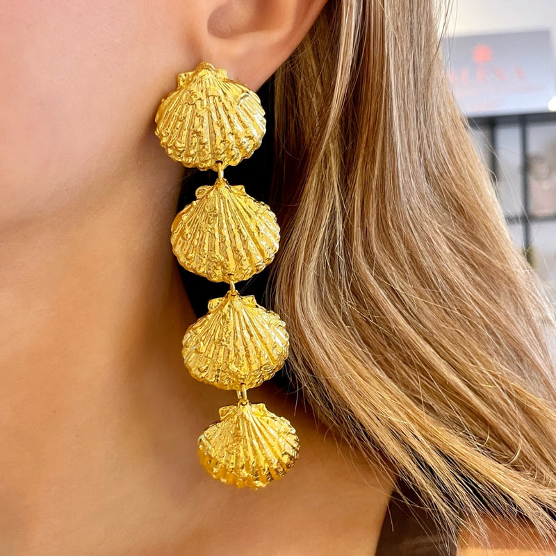 Seashell Gold Drop Earrings