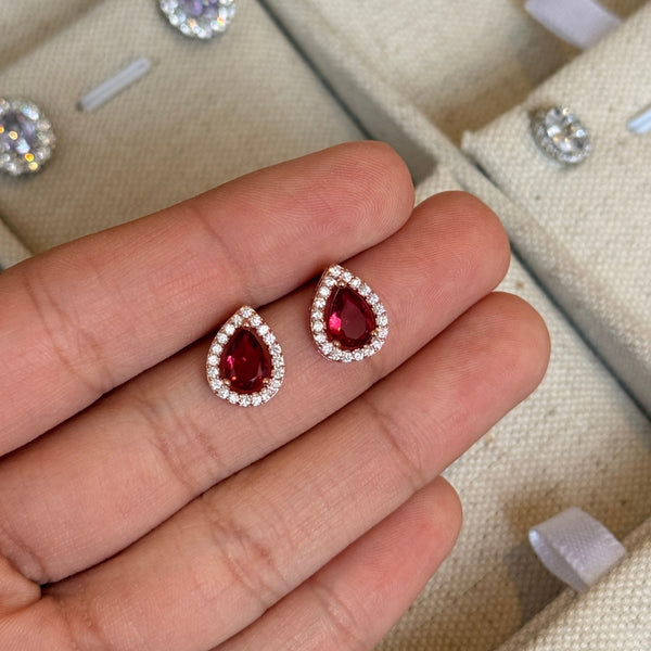Rose Gold Tear Gem Studs
