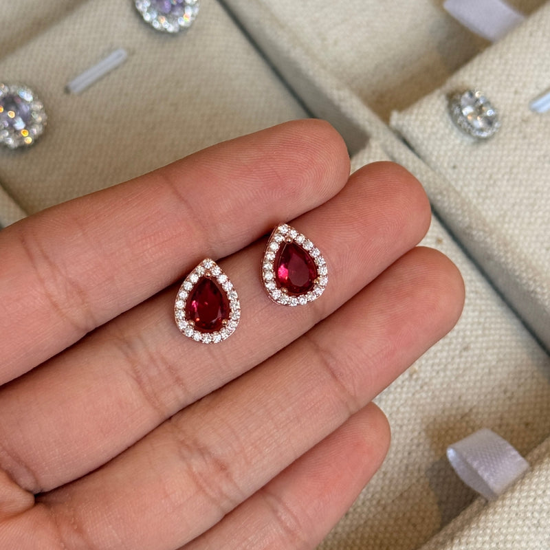 Rose Gold Tear Gem Studs