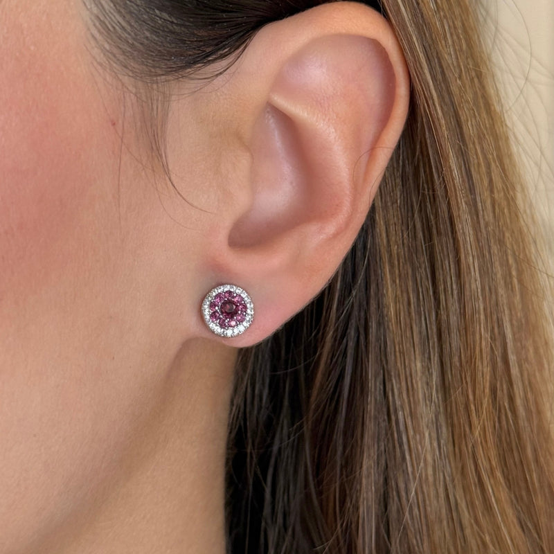 Ruby Cluster Pave Earrings