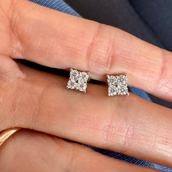 Moissanite Quatrefoil Studs Earrings