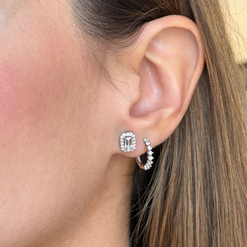 Moissanite Emerald Cut Studs