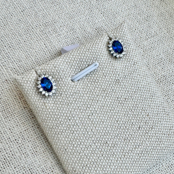Versailles Halo Stud Earrings Sapphire