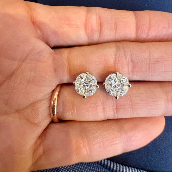 Marquise Cluster Moisante Studs