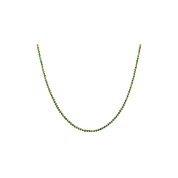 Gold Whisper Thin Tennis Necklace Emerald