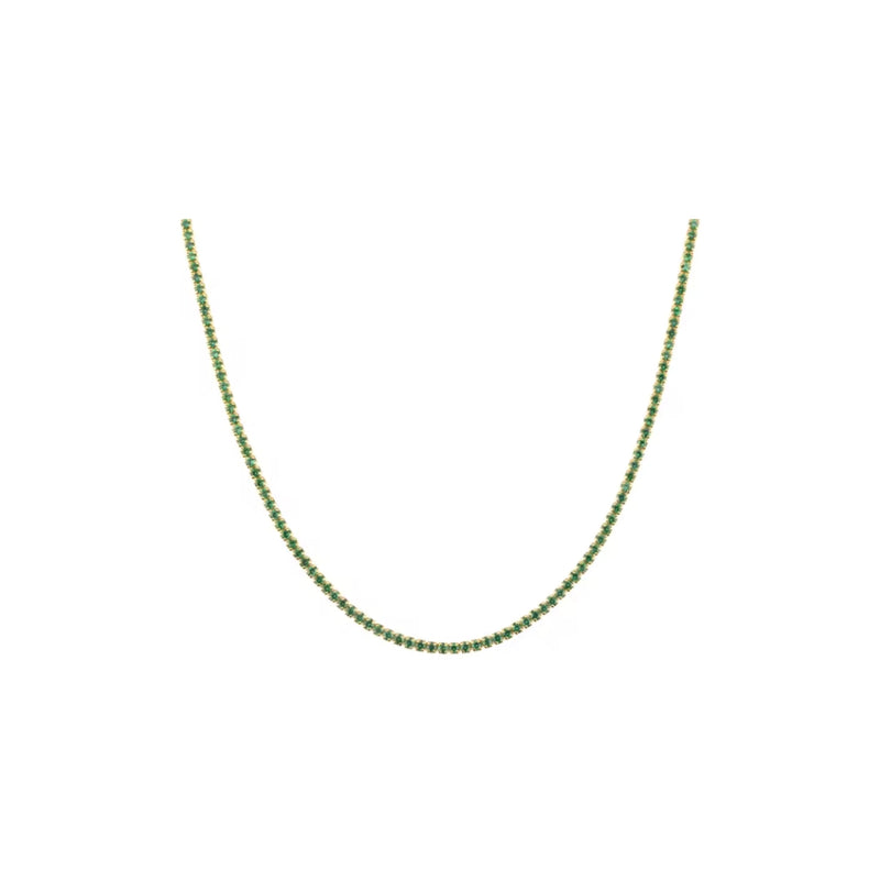 Gold Whisper Thin Tennis Necklace Emerald