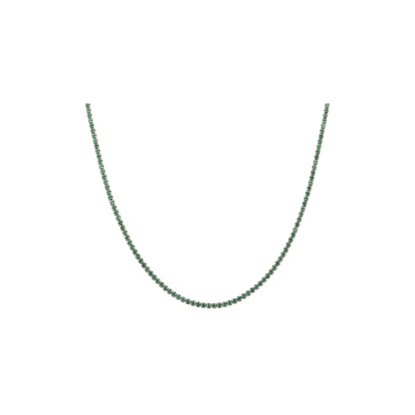 Silver Whisper Thin Tennis Necklace Emerald