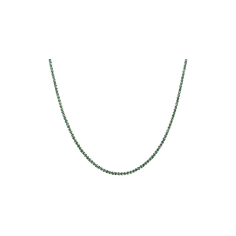 Silver Whisper Thin Tennis Necklace Emerald