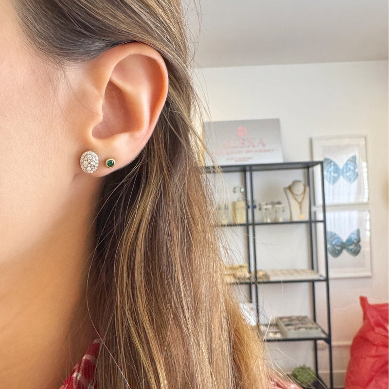 Moissanite Oval Pave Illusion Studs