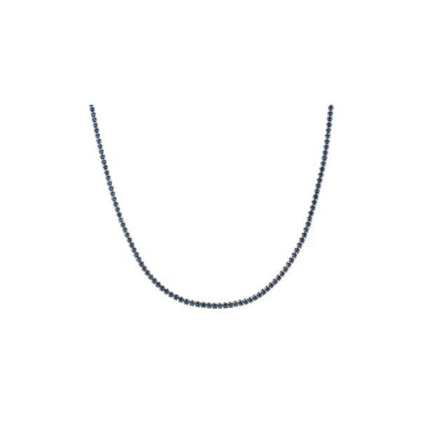 Silver Whisper Thin Tennis Necklace Sapphire