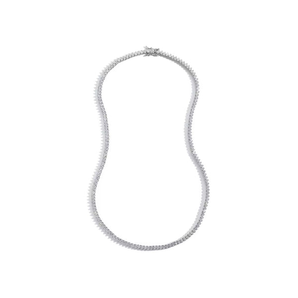 2mm Three Prong Tennis Necklace Silver