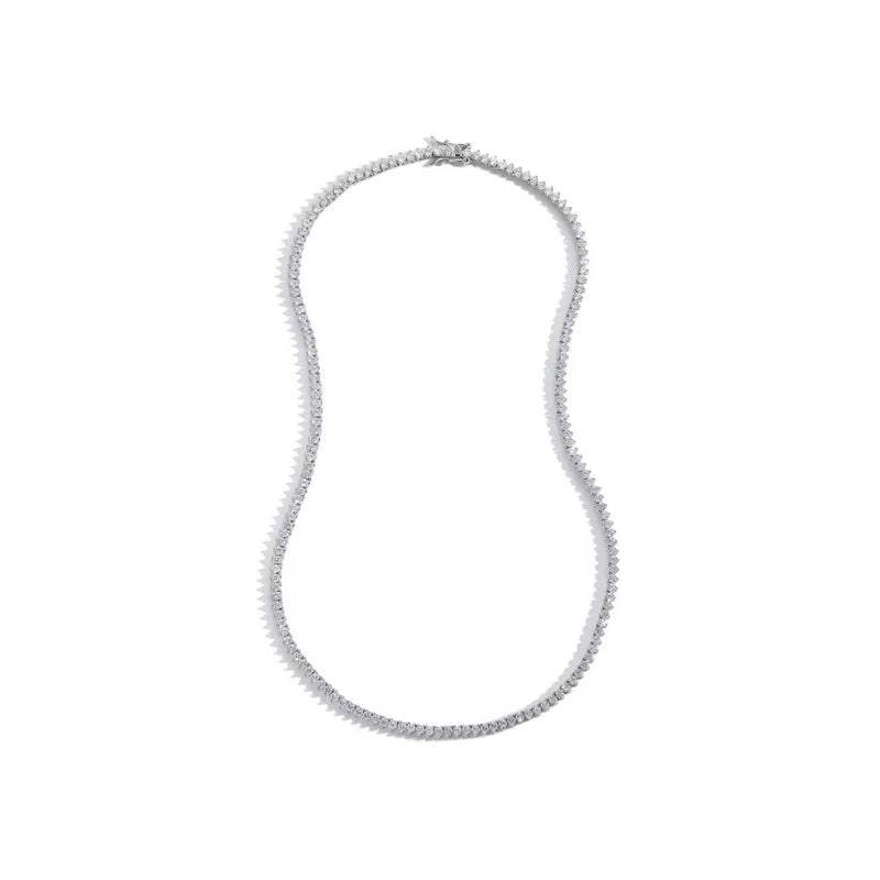 2mm Three Prong Tennis Necklace Silver