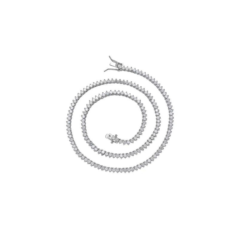 2mm Three Prong Tennis Necklace Silver