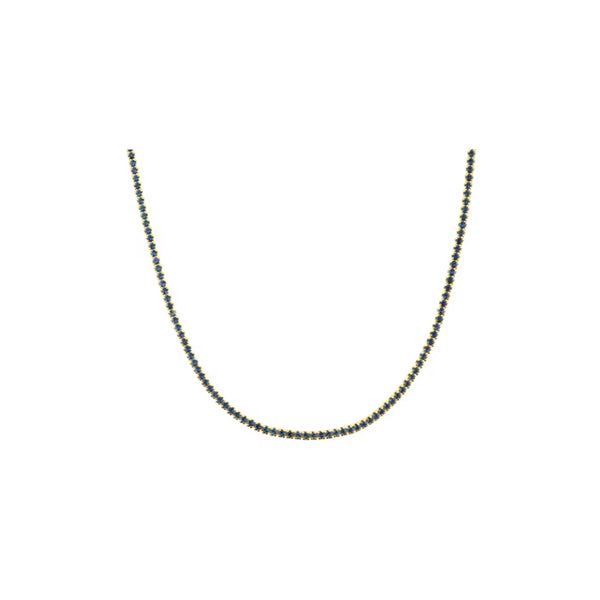 Gold Whisper Thin Tennis Necklace Sapphire