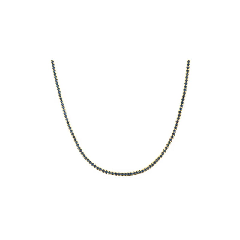 Gold Whisper Thin Tennis Necklace Sapphire