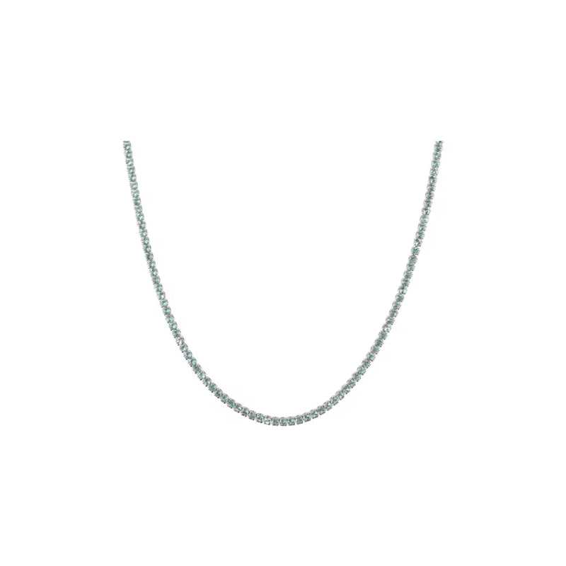 Whisper Thin Tennis Necklace Aqua